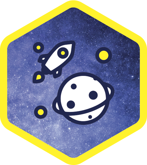icone avec planètes et fusée