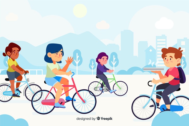 illustration de personnes à vélo